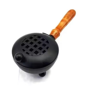 Soporte para quemador Bakhoor hecho a mano de aspecto elegante, soporte para incienso de diseño clásico de Color marrón y negro, mango de madera a granel - Product Image 2