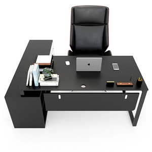 Escritorio Ejecutivo HBRT022 180x160cm, Diseño Minimalista Contemporáneo de Lujo, Sistema Rectangular Doble, Patas de Acero, Requiere Ensamblaje - Product Image 2