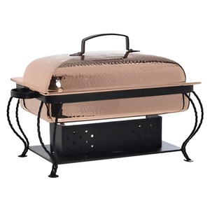 Chauffe-plat élégant en acier inoxydable plaqué or de style arabe pour les mariages et les buffets arabes Chauffe-plats avec couvercle martelé - Product Image 6