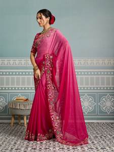 Sari de Georgette Pesado de Diseño Bollywood con Blusa para Bodas y Fiestas, Colección en India - Product Image 2