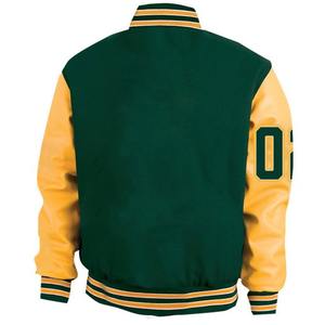 Venta al por mayor de béisbol de chaquetas lisas abotonar logotipo personalizado impreso Universidad negro chaquetas de los hombres chaqueta universitaria - Product Image 2