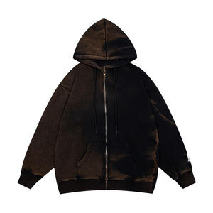 Oem logo de broderie imprimé personnalisé design marque de mode de rue transfrontalière version haute sweats à capuche unisexe portant des chandails à fermeture éclair - Product Image 5