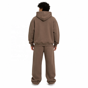 Nouvel ensemble de survêtement confortable deux pièces avec sweats à capuche surdimensionnés et épais, personnalisés et gaufrés, et pantalons de jogging à jambes larges - Fournisseur ODM - Product Image 3
