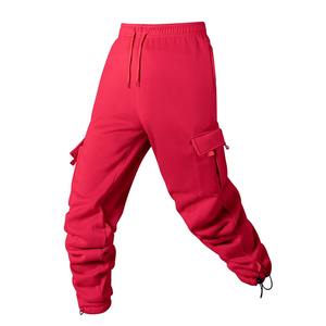 Pantalon de jogging taille haute à motif droit en velours côtelé pour homme, respirant et écologique, avec cordon de serrage ample et multi-poches - Product Image 1