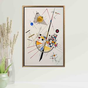 Impression sur toile géométrique abstraite élégante - Décoration murale moderne, toile encadrée dorée - Product Image 1