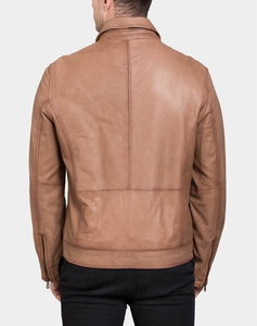 Chaqueta de Cuero Genuino para Hombre con Cuello Alto, Estilo Urbano, de Invierno, Impermeable, Ecológica, Antibacteriana y Bordada - Product Image 2