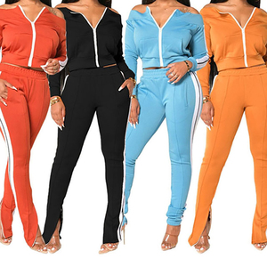 Clothing Manufacturers Ladies Summer 2 Piece Stacked Tracksuit Set Long Sleeve Crop Hoodie with <b>Sweatpants</b> Casual Women Dresses - Product Image 2