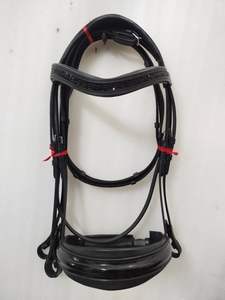 Brida de cuero con banda de cejas de cristal enrollado de calidad inigualable Acolchado suave con Riendas de tela Cuero disponible a un precio asequible - Product Image 2