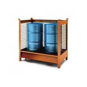 ตู้คอนเทนเนอร์เหล็กตาข่ายขนาด 4x200 ลิตร พร้อมถังและสามด้าน - Product Image 1