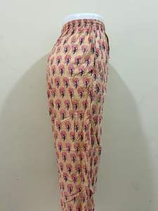 Pantalones de pijama con estampado de bloque de algodón para mujer, pantalones de salón estampados de estilo bohemio, pantalones de algodón con estampado de árbol étnico - Product Image 3