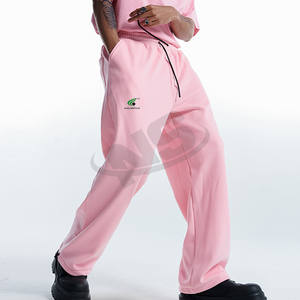 Pantalons évasés en coton pour hommes Pantalon de survêtement patchwork à ceinture élastique Joggers évasés décontractés OEM personnalisés lavés - Product Image 5