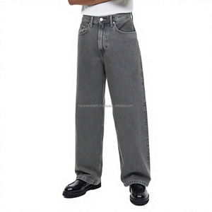 Pantalon en jean personnalisé pour hommes, baggy fit de couleur foncée, nouvelle version originale, baggy en denim grande taille, pantalon polaire pour grands garçons - Product Image 1