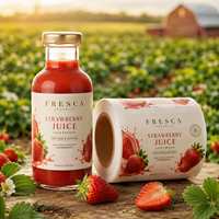 Étiquettes de bouteilles de jus de fraises et de cerises, fourniture d'usine, autocollantes, imprimées, imperméables, pour boissons, finition premium
