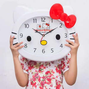 Hello Kitty Large 30cm <b>Decorative</b> <b>Wall</b> <b>Clock</b> Single Face Quartz with Scenic Pattern Custom Logo Made of Plastic Glass Material - Product Image 4
