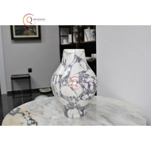 Florero de piedra de mármol moderno Florero de piso decorativo para el hogar blanco único de alta calidad a Gran Precio de exportador indio - Product Image 3