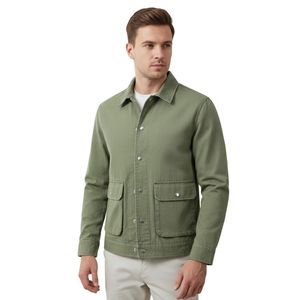 Veste en jean pour homme, boutonnée, décontractée, cargo, design, veste d'hiver pour l'extérieur - Product Image 1