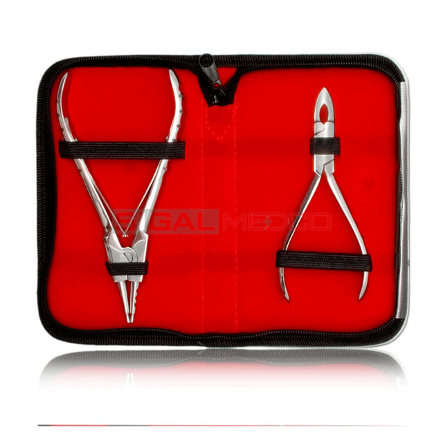 Professional Classic 2-Piece Silver Plated Stainless Steel Navel Body Jewelry Kit Ring Opening Closing Pliers Captive Bead