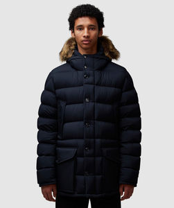 Veste d'hiver décontractée pour homme à la mode, veste matelassée à capuche chaude, logo frontal, imperméable, respirante, activités de plein air - Product Image 2