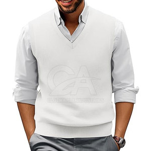 OEM ODM Pull sans manches pour hommes Gilet en tricot sans manches pour hommes élégants Automne Hiver Pull-over - Product Image 1