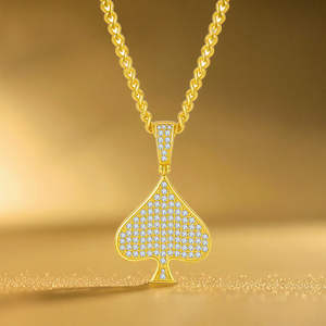 Trendy Hip Hop 925 Silver Moissanite Spade Pendant Custom Iced Out Poker <b>Card</b> Pendant Fashion Pendants Charms Jewelry for Men - Product Image 3