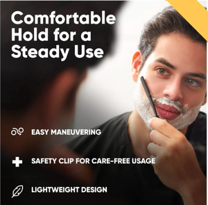 ชุดมีดโกนขอบตรงสีดำมืออาชีพพร้อม100แบบใช้แล้วทิ้งใบมีดตัดผมสแตนเลสสำหรับกำจัดขนตามร่างกายแบบผง - Product Image 4