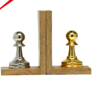 Elegant <b>Book</b> <b>Design</b> Golden Finished Bookends for Home Living Room - Product Image 2