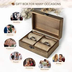 Boîte à bagues recyclable en forme de coeur en relief en bois de noyer noir massif nouveau matériau boîte d'emballage de bijoux cadeau - Product Image 6