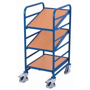 Carrito de Almacenamiento Variofit SW-610 Euro Box con 3 Estantes de Madera MDF, Capacidad de 200 kg, Ruedas de Goma Termoplástica, Personalizable OEM para el Hogar - Product Image 1
