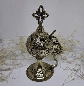 Wedding Christmas Decor Brass <b>Incense</b> Burner Cross On Top Church Supplies Luxury Censer Smells Diffuser OEM Support - Product Image 4