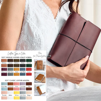 Carnet de notes en cuir personnalisé avec fleur de naissance, nom sur mesure, esthétique, bien-être, gratitude, rechargeable, cadeau, pages vierges