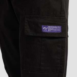 LiteFlex High Waist Cargo <b>Pants</b> Summer Canvas Corduroy Woven Cotton-Embroidered Straight Pattern <b>Black</b> Zippers Pleats Dark XL - Product Image 4