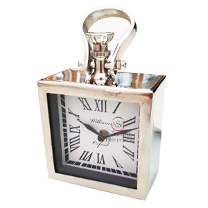 High Quality Brass Nickel Plated Modern Art Deco Square Desk <b>Clock</b> with Roman Numerals for Home & Office Decor Bulk Price - Product Image 1