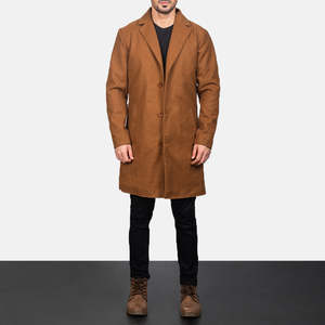 Abrigo de Hombre Color Caqui, de Lana, Antiencogimiento, con Cuello Camisero, Cierre de un Botón, Dos Bolsillos y Forro de Poliéster, 220g - Product Image 3