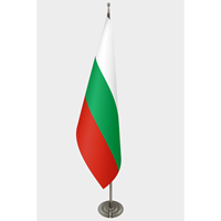 Personnalisé # 3x5 pieds #   Drapeau officiel de la Bulgarie avec mât en aluminium et logo personnalisé (options coton, nylon, plastique)