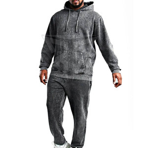 Ensemble de pantalons de survêtement à capuche pour hommes de style streetwear délavé à l'acide de taille adulte personnalisé de grande taille motif uni d'hiver 100% coton respirant - Product Image 1