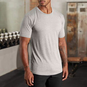 2025 camiseta GymT de moda para hombre logotipo personalizado manga corta cuello redondo sensación fresca Slim Fit nueva ropa de verano hecha de punto - Product Image 1