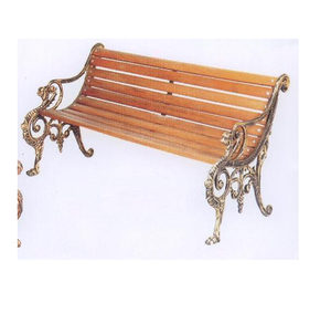Banc de jardin en bois moulé, métal et bois combinés - Product Image 1