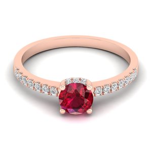 Bagues de fiançailles REYES en rubis rond de 0,66 carat pour femmes en argent sterling 925, clarté VVS, bijoux en moissanite - Product Image 5