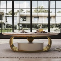 Ensemble de tables basses de salon écologiques en acier inoxydable et marbre, design simple et moderne, pour la maison - Vente en gros M.R.