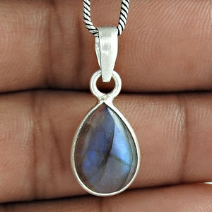 Pierre précieuse de Labradorite naturelle Pendentif en forme de larme en argent sterling 925 Bijoux faits à la main Prix d'usine de gros Fournisseurs en vrac - Product Image 5