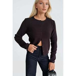 Blusa de Punto con Detalle de Botones Yun Karisimli - Marrón - Marrón - Product Image 1