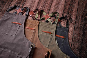 Tablier de chef de cuisine en toile de coton à usage intensif avec logo Tablier en denim imperméable personnalisé à dos croisé AAA-0042D - Product Image 6