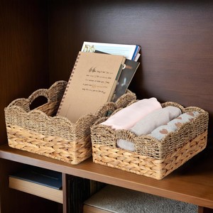 Mélange de jacinthes d'eau festonnées paniers de rangement en jonc de mer paniers tissés à la main pour l'organisation et la décoration fabriqués au Vietnam - Product Image 6