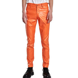 2024 Custom Made Men's <b>Leather</b> Pants Solid Colour High Street Style Low MOQ New <b>Outfit</b> - Product Image 1