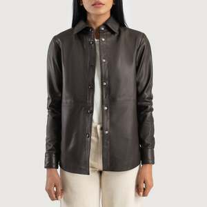 Zenith Brown Leather Autumn Shirt <b>Jacket</b> - Product Image 1