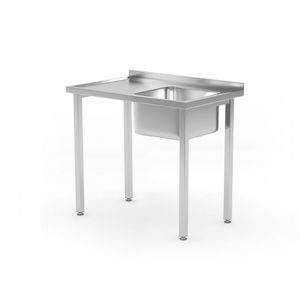 "Modern <b>Kitchen</b> <b>Sink</b> Table with Right-Side <b>Sink</b> 800x600x(H)850mm by HENDI" - Product Image 1