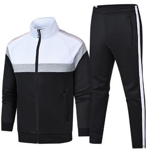 Ropa informal para hombre Conjunto de chándal de invierno Sudadera con capucha y pantalones de chándal personalizados con cremallera estampada Material polar - Product Image 1