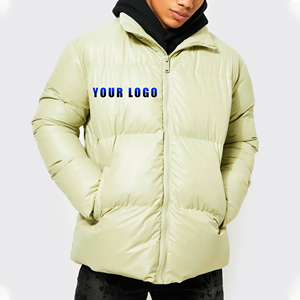 High Quality Cotton-padded Nylon Winter Puffer Jacket Custom Printed Logo Duck Quilted Streetwear <b>Stand</b> Zipper Outerwear Men - Product Image 1