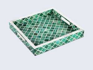 Golden Oasis hecho a mano y bandeja para servir con incrustaciones de hueso Premium árabe Homeware elegante comedor ocasiones festivas regalo personalizado - Product Image 6