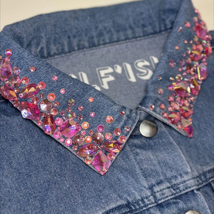 Chaqueta con diamantes de imitación America Street Wear Chaqueta vaquera con adornos de cuentas personalizadas a la moda Chaqueta vaquera - Product Image 2